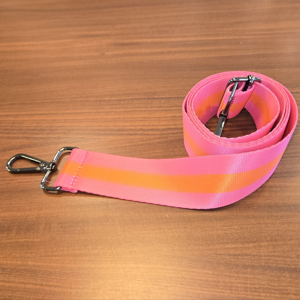 Pink and Orange Striped Bag Strap Adjustable 52"